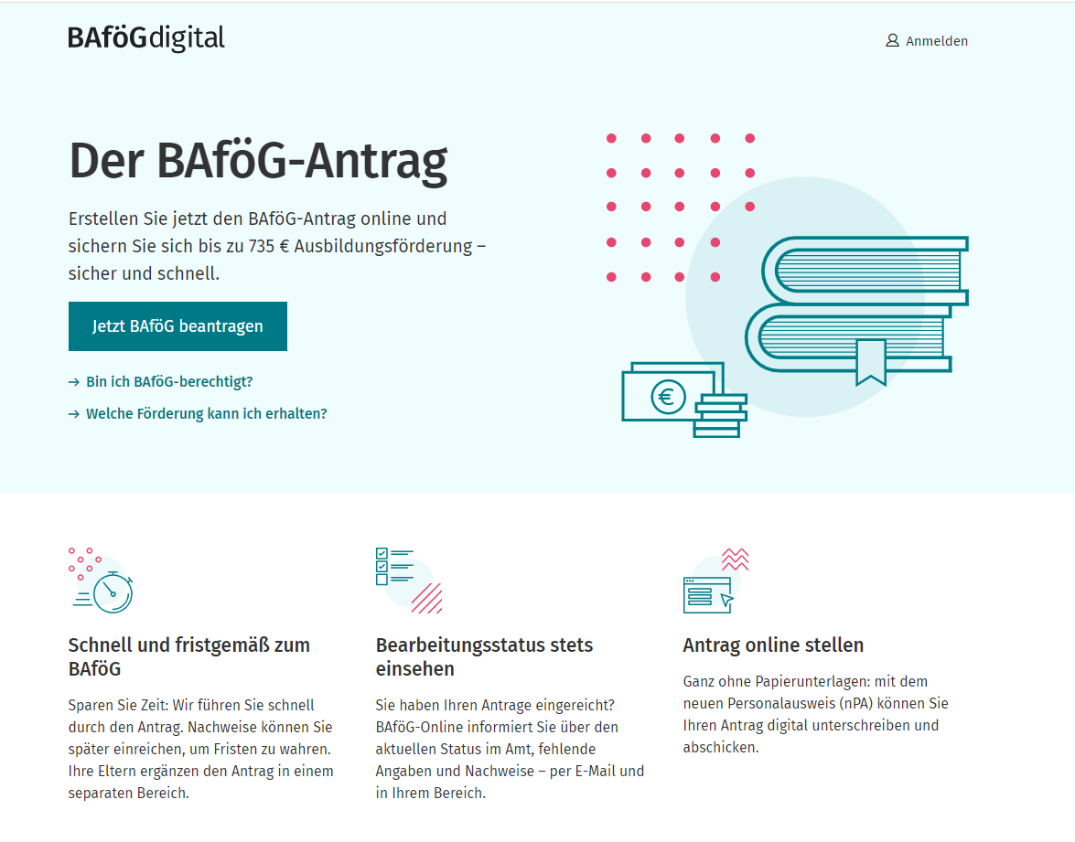 Screenshot der Anwendung BAföG-Digital